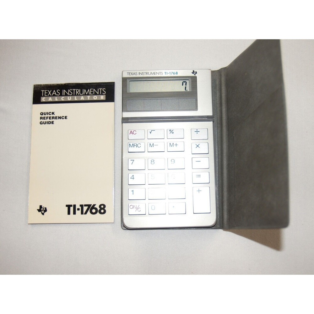 ⭐ Vintage 1981 Texas Instruments TI-1766 Solar Pocket Calculator w/ Case Manual